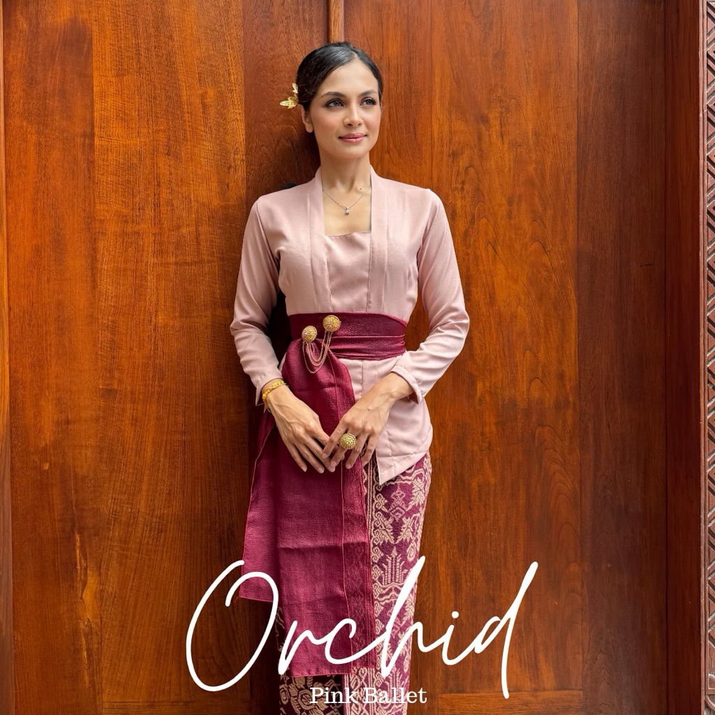 SETELAN KEBAYA BALI ORCHID CHIFON | SET KEBAYA KUTUBARU BALI LENGAN PANJANG | KEBAYA POLOS | KEBAYA 