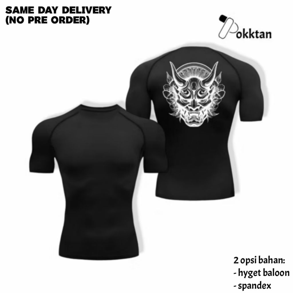 Kaos Olahraga Compression Shirt Devil Oni Tatoo / Kaos Pria Devil Oni / Kaos Olahraga Compression Sh