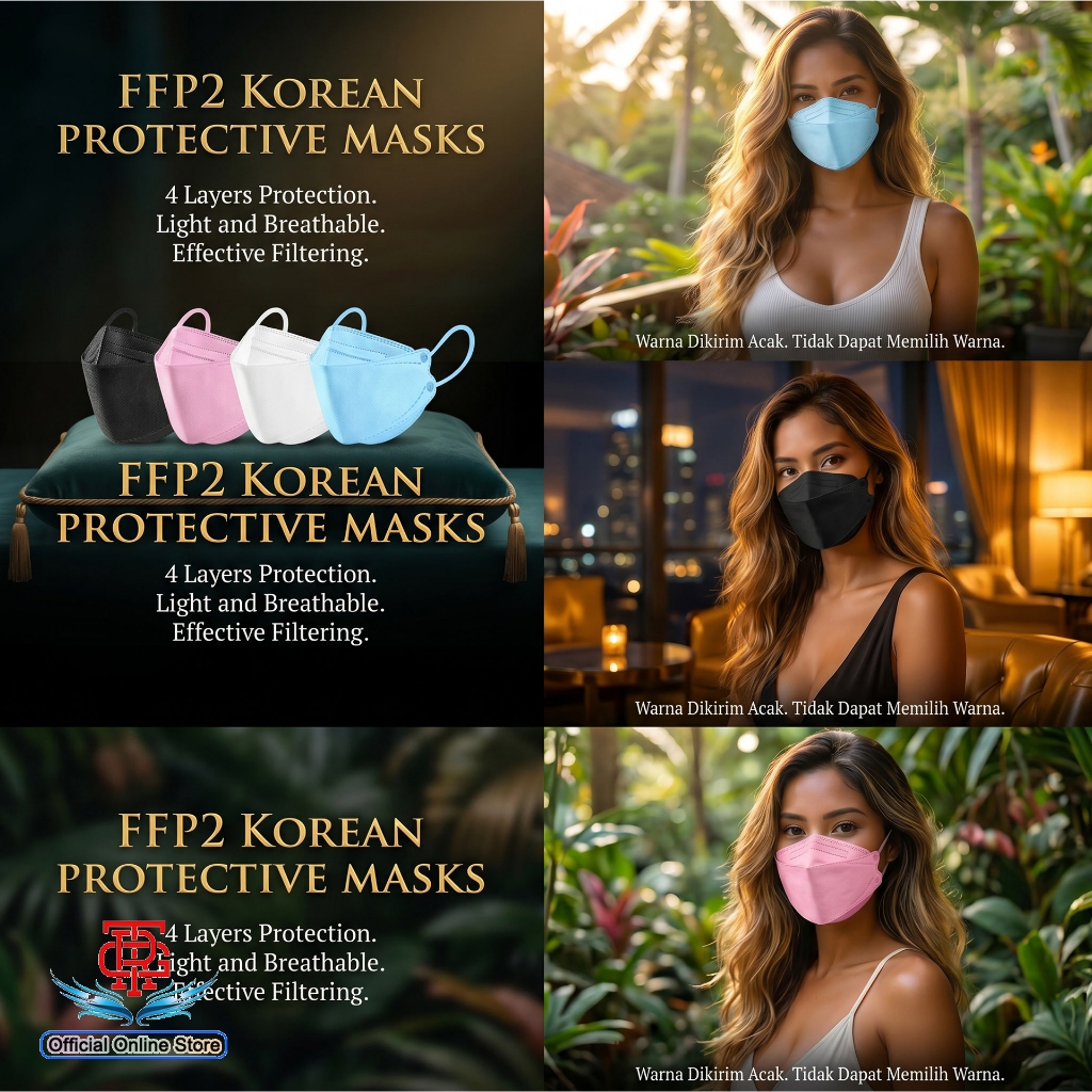 10 PCS Masker KF94 Dewasa Warna 4ply Layer Disposable Adult Earloop Korea Protective 3D Face Mask