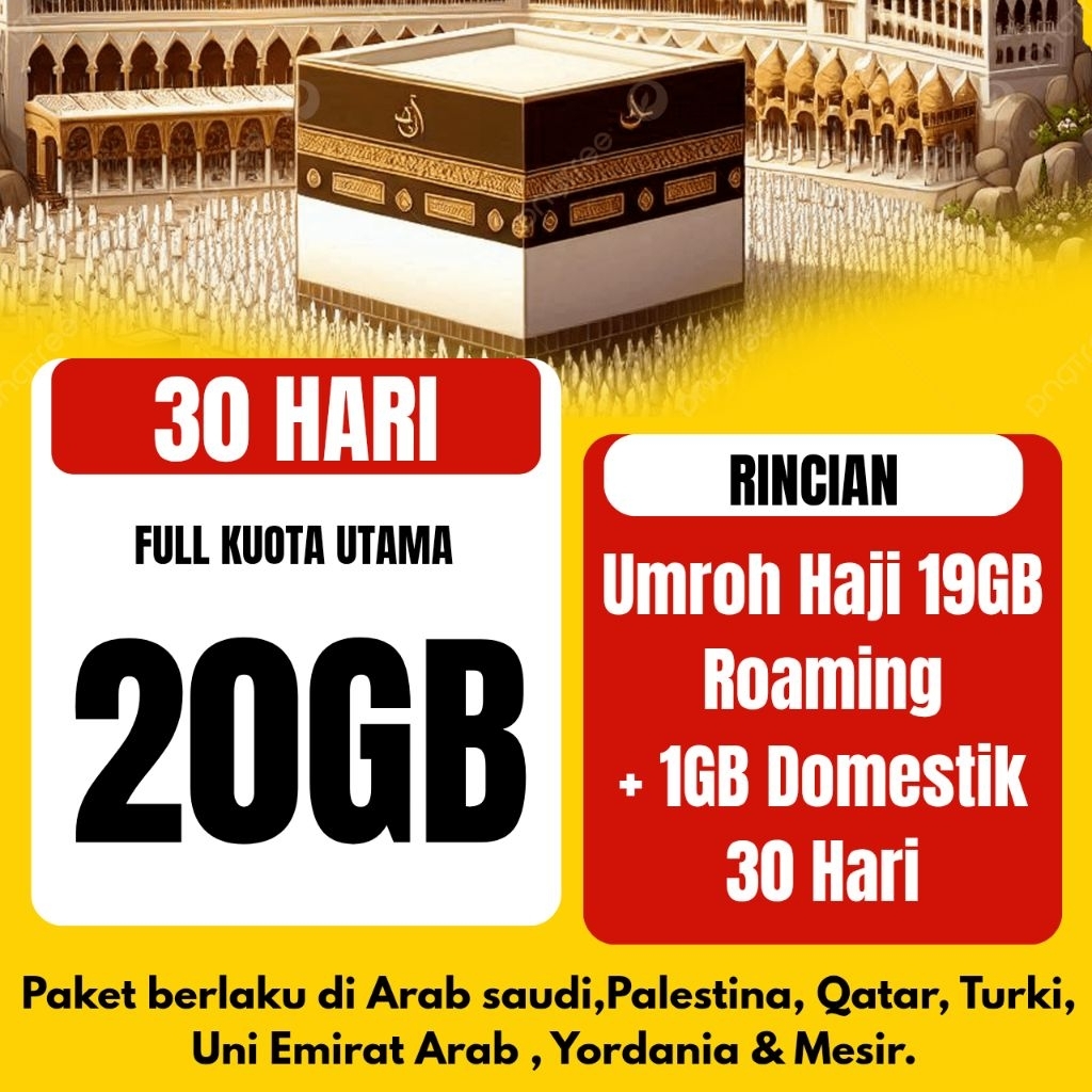 Paket Roaming Haji Umroh Indosat 20GB 30HARI Full Internet Termurah
