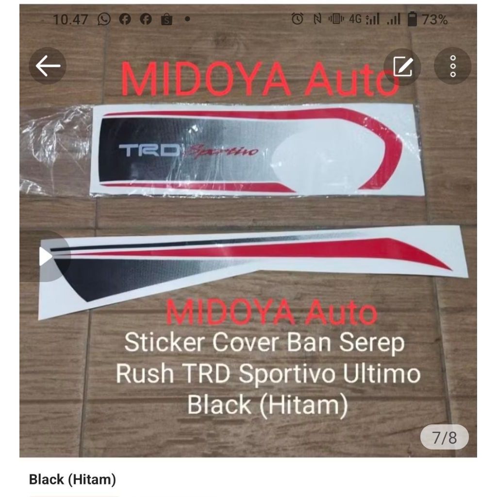 stiker ban serep rush TRD ULTIMO hitam ORIGINAL