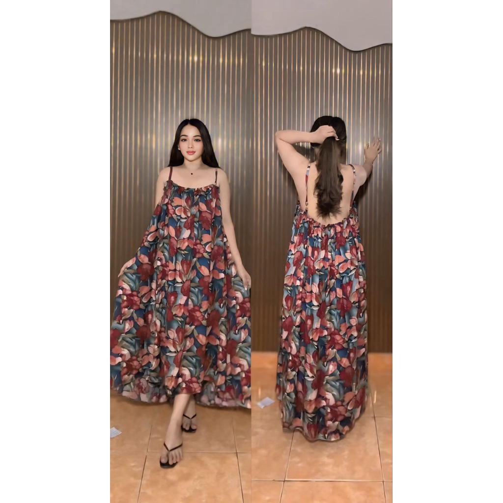 Kinara Dress Panjang Backless Rayon Elegan Nyaman