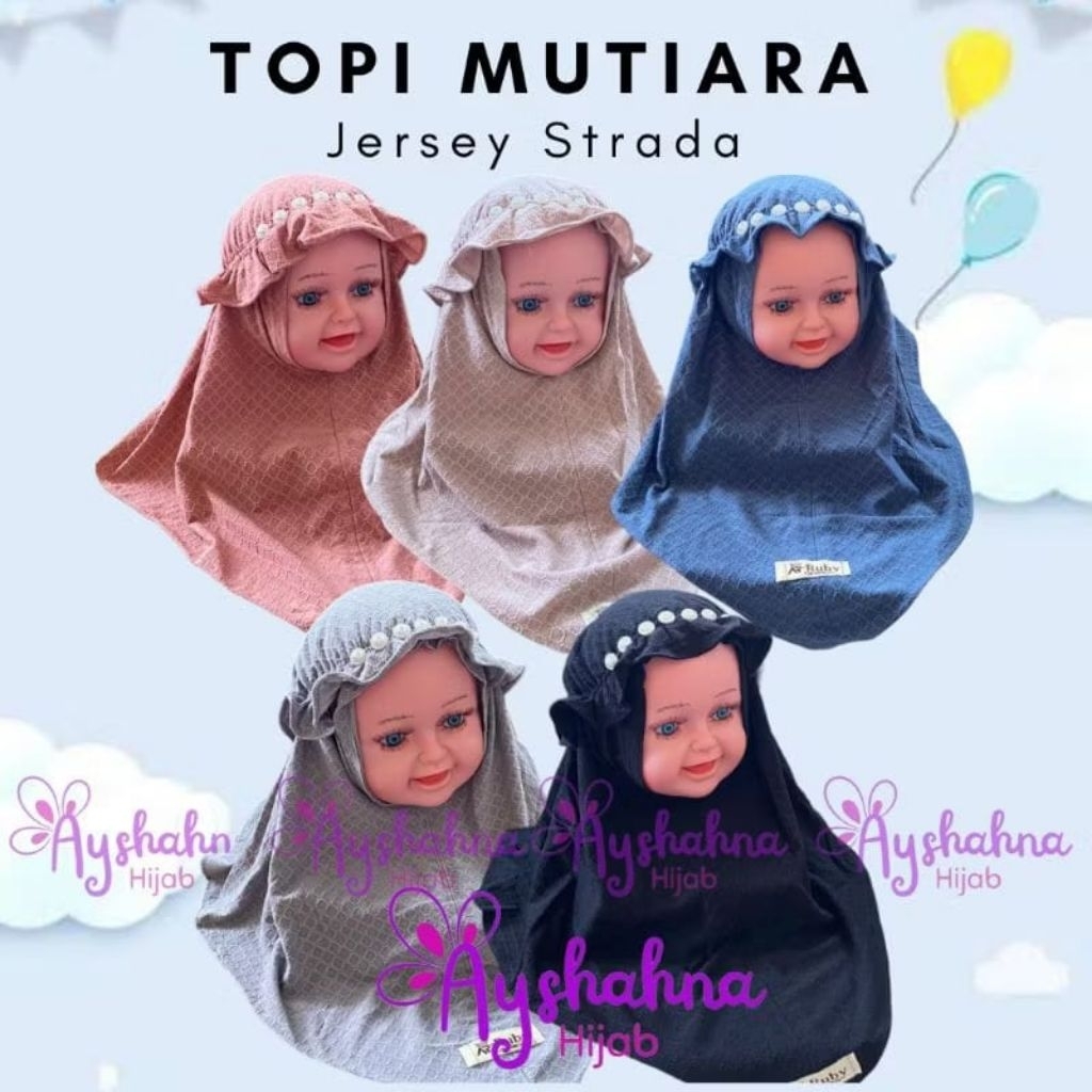 AR Ruby Hijab/jilbab topi mutiara bayi anak perempuan