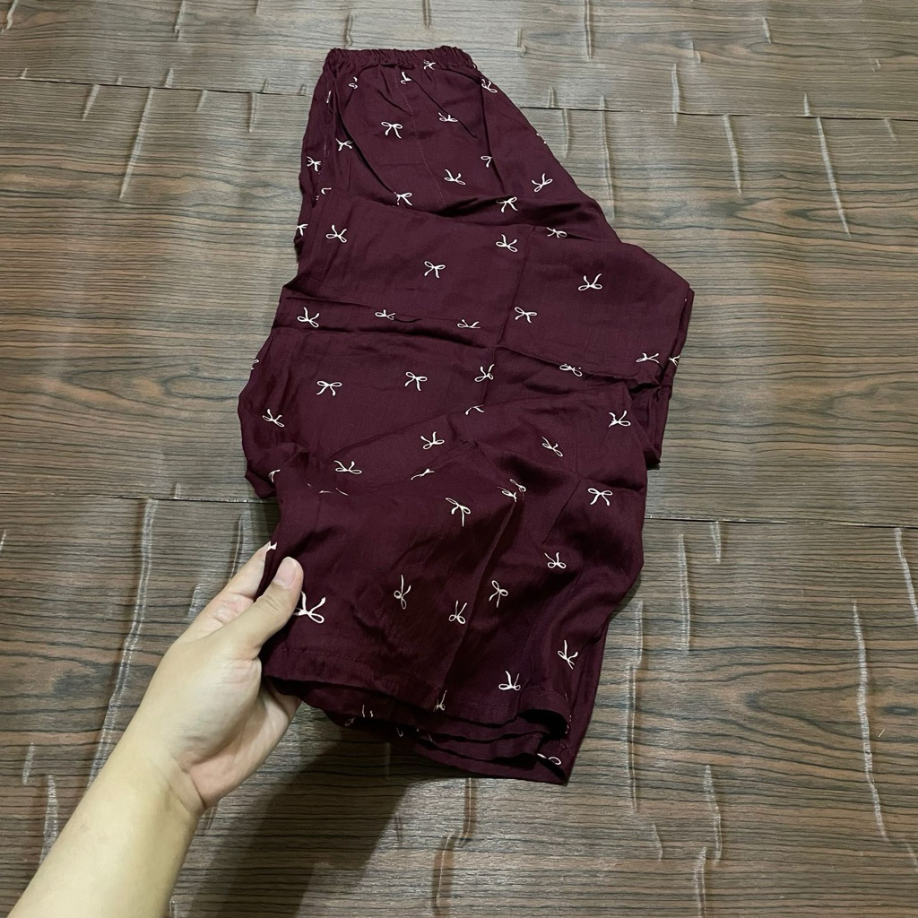 Kulot hoommy Rayon Premium Motif Pita Bunga Maroon