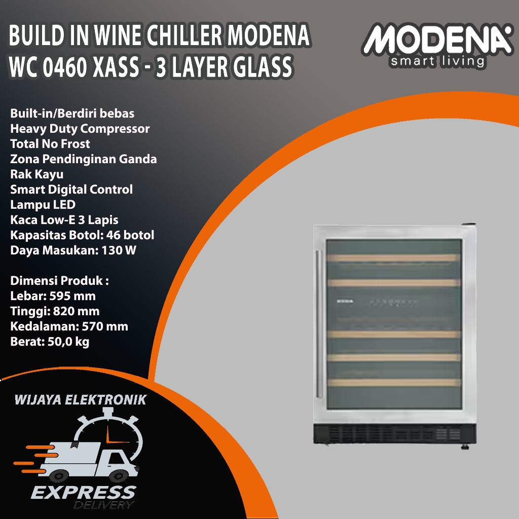 MODENA WC 0460 XASS - Wine Cellar 143 Liter 43 Botol Dengan 3 Layers door Bergaransi Resmi Modena / 