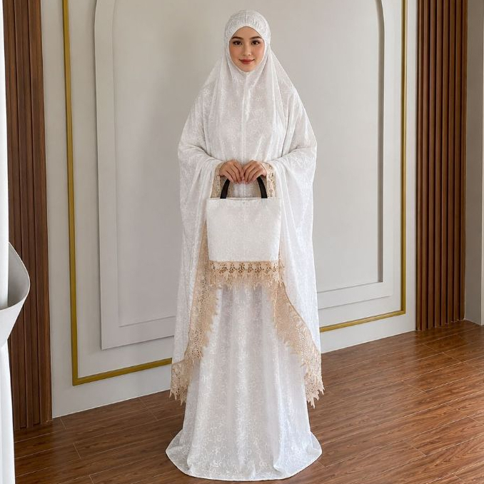 Mukena Dewasa Katun Paris Renda, Mukena Putih
