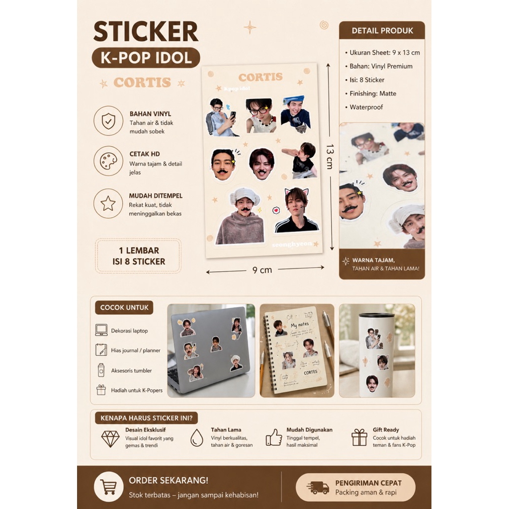Sticker Seonghyeon Cortis K pop Korean Boy Group Paper Vinyl Waterproof Sticker Buku Journal Koper