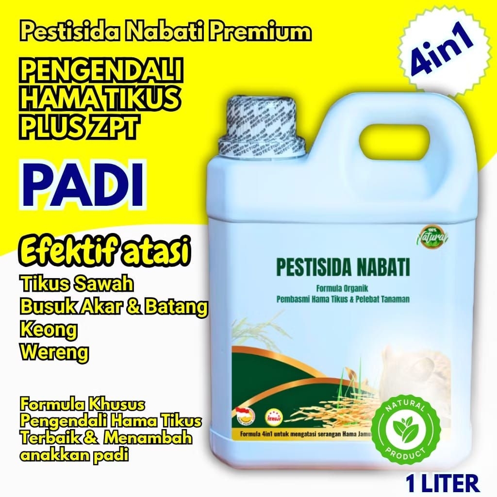 Pestisida Nabati Formula Organik 4in1-  Pengusir Pengendali Hama Tikus Sawah Ladang  1L Plus ZPT | P