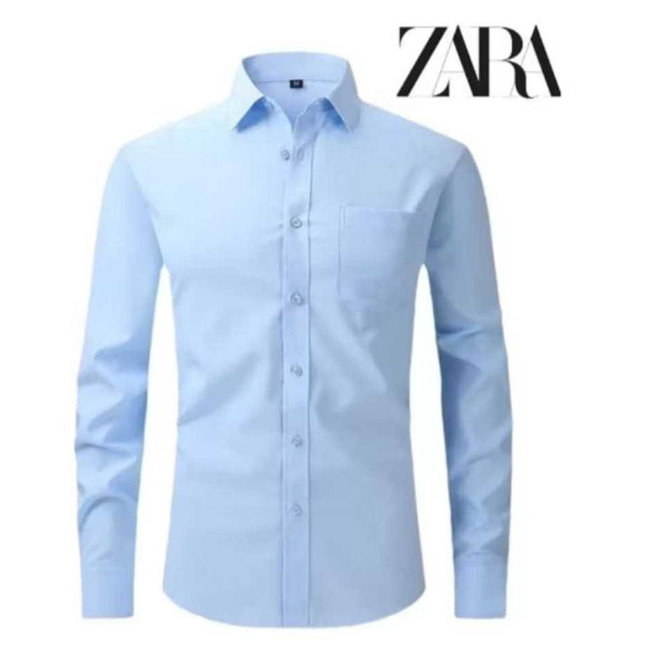 Kemeja Pria Putih Slimfit Zara Man - Nyaman Dipakai, Adem, dan Tersedia Ukuran Besar