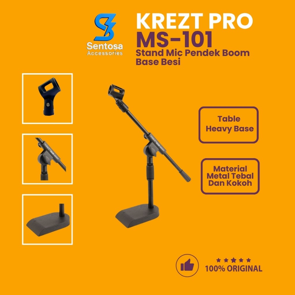 KREZT PRO MS101 Stand Mikrofon Pendek Stand Low Position Full Besi Stand Mic Pendek Profesional untu