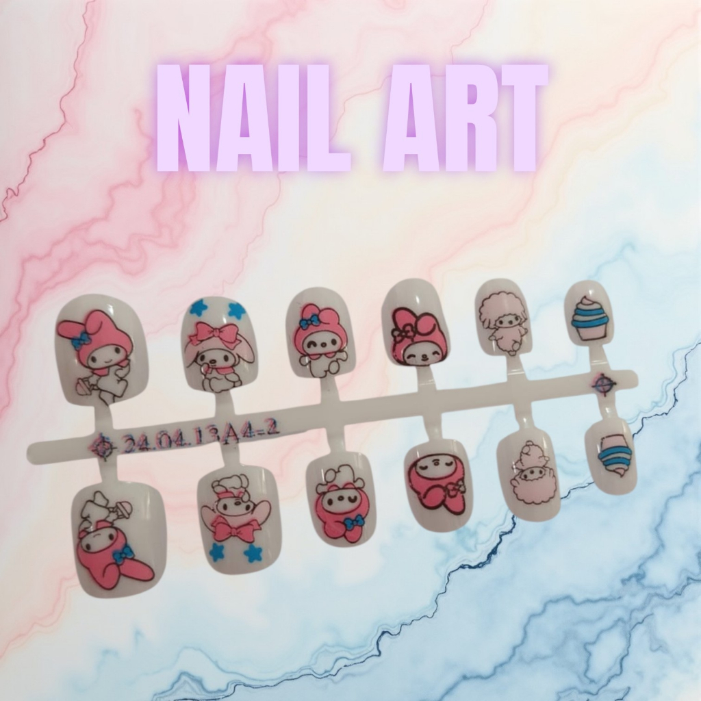 SET KUKU PALSU MOTIF LUCU UNTUK ANAK CEWEK FAKE NAIL ART KARAKTER