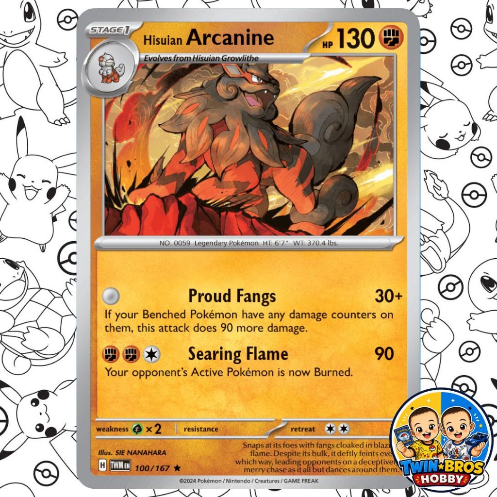 Hisuian Arcanine Holo 100/167 - Kartu Pokemon TCG English/Inggris
