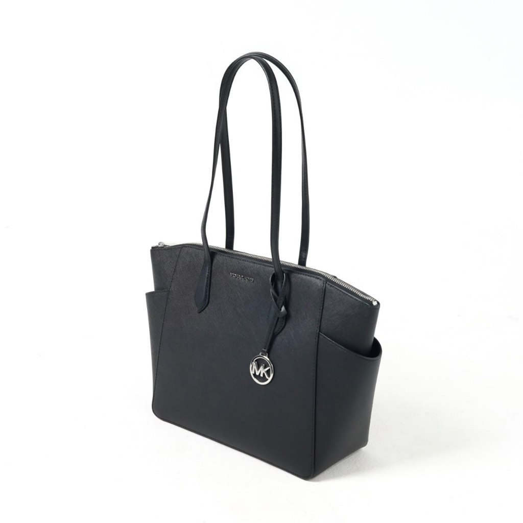 Tas MK MARILYN SIDE POCKET BLACK ZIP TOTE BAG 100% ORIGINAL