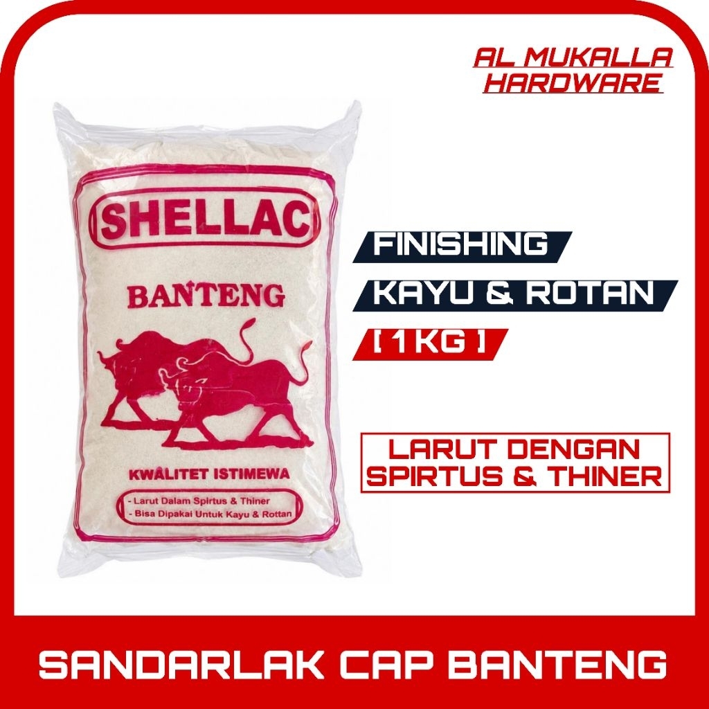 Sirlak Shellac Sandarlak Bubuk BANTENG Kemasan 1 Kg | Sirlak BANTENG Ekonomis Berkualitas