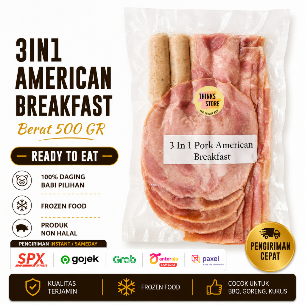 BACON - HAM - SOSIS - PAKET AMERICAN BREAKFAST BALI  - 3 IN 1 - PREMIUM - MAKANAN FROZEN