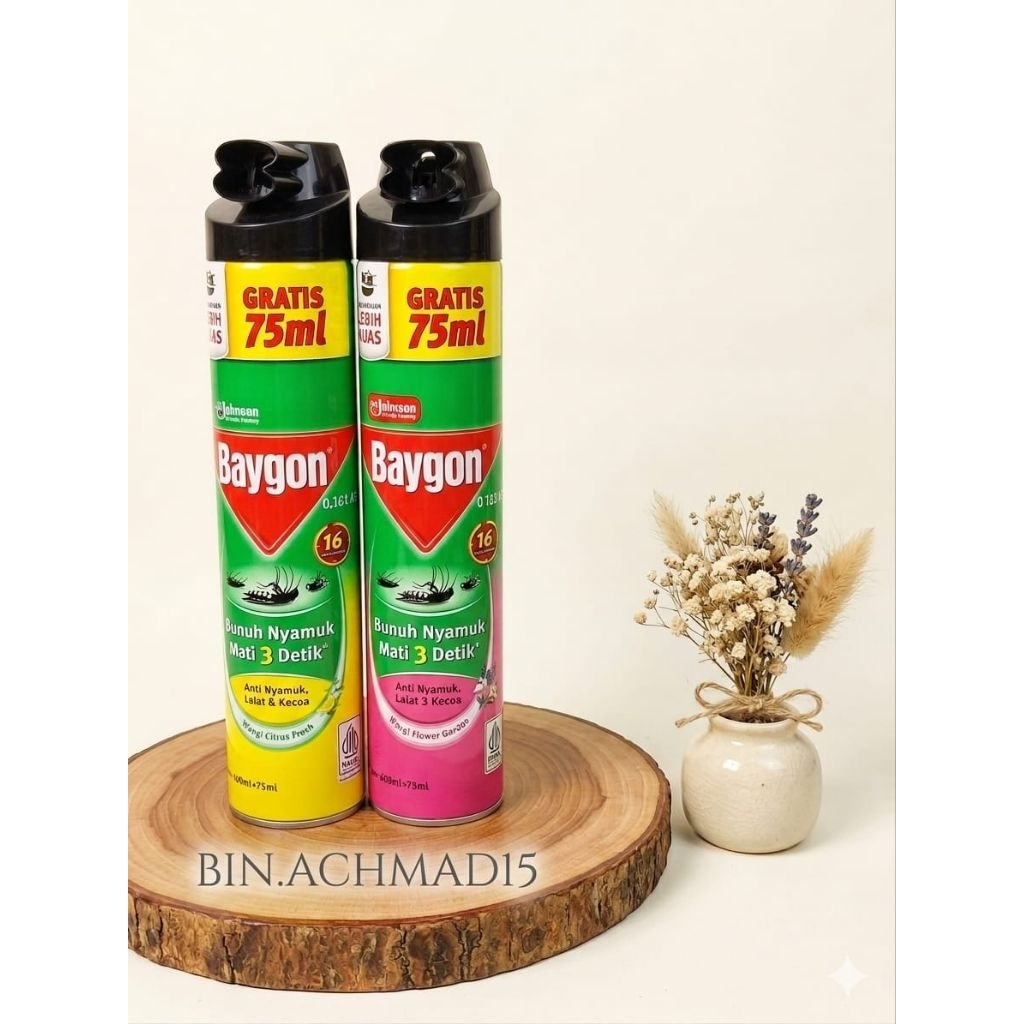 Baygon Semprot 600ml + 75ml, Obat Nyamuk Semprot Baygon 675ml