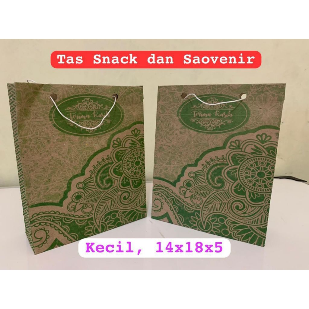 100 pcs Paperbag kecil/tas snack/tas kertas murah/tas hajatan/ukuran 14x18x5 tebal
