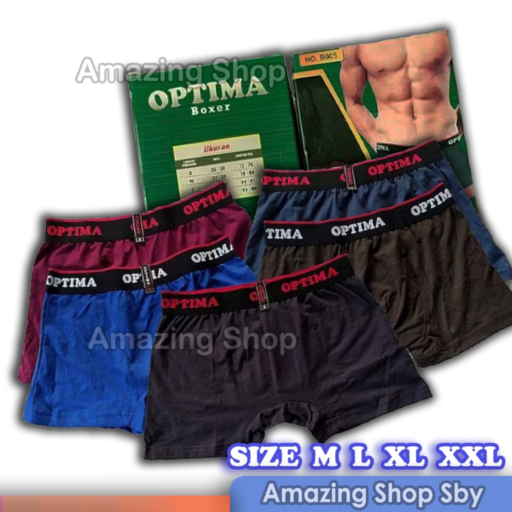 CD Celana Dalam Boxer Pria Optima B 005 M L XL XXL Katun Premium