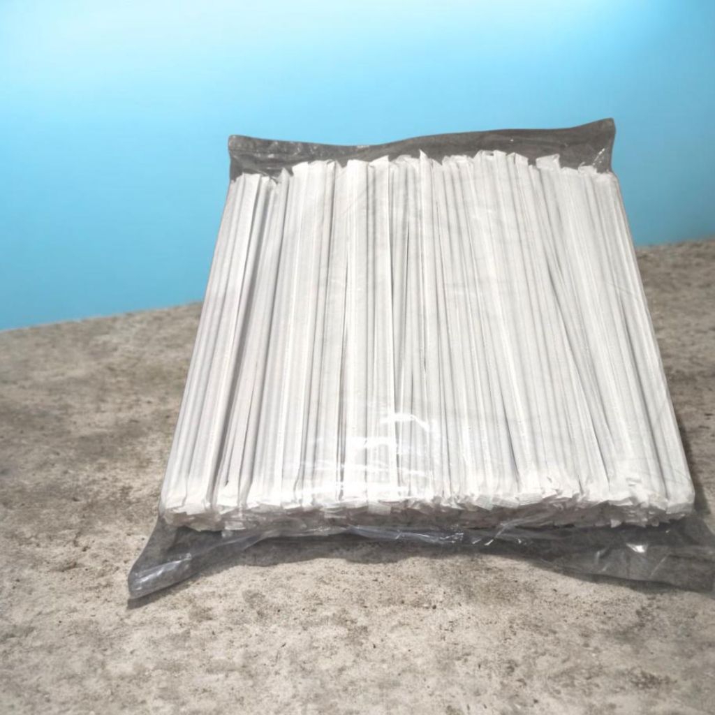 Sedotan Plastik Tekuk Steril Putih 5mm 24cm Isi 500pcs