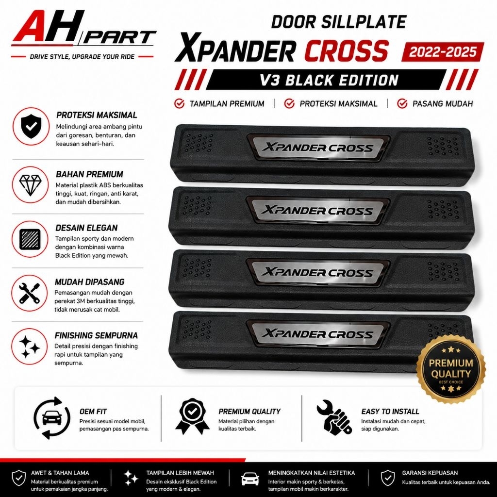 Door Sill Plate Xpander Cross 2022–2025 V3 Black Edition AH PART