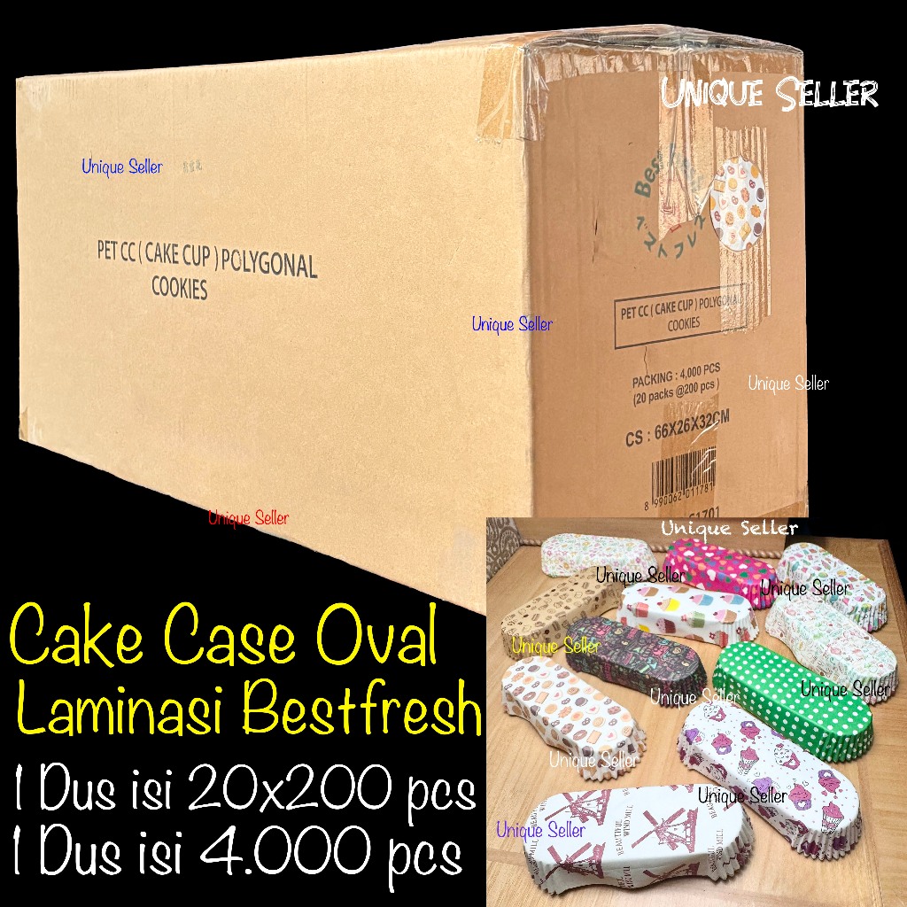[1Dus] Cake Case Oval Lonjong Laminasi isi 4.000 pcs Bestfresh Anti Minyak Paper Cup Cake Kincir Hol