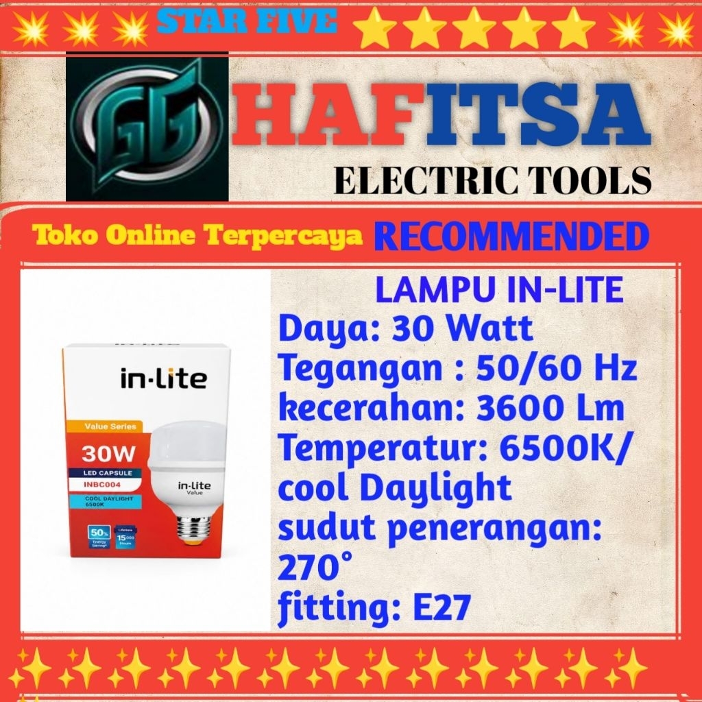 Lampu IN-LITE 30 Watt / In-lite / Sentir / sentiran / Cempor / pelita / pelita / Lampu togok / storo
