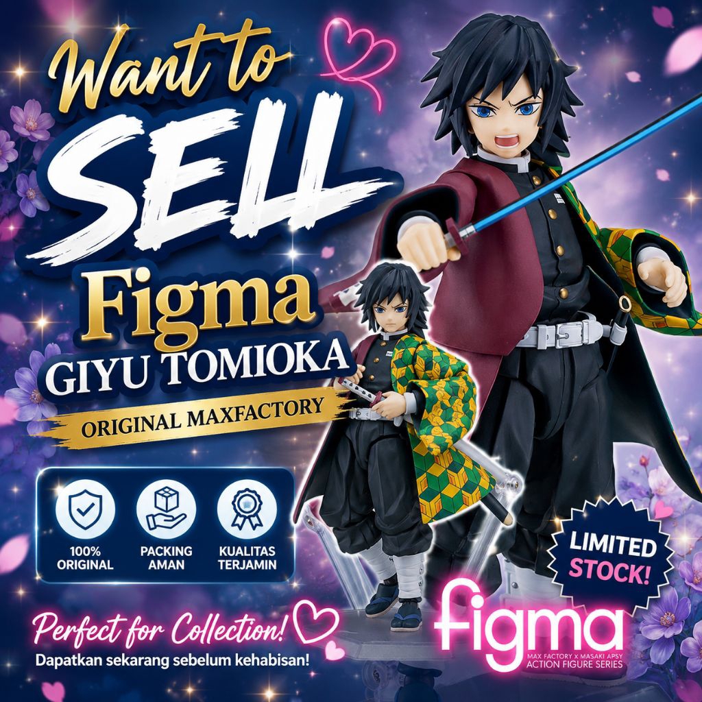 Figma Giyu Tomioka Demon Slayer Original Max Factory Full Artikulasi dan accesories like SHF dan Buz