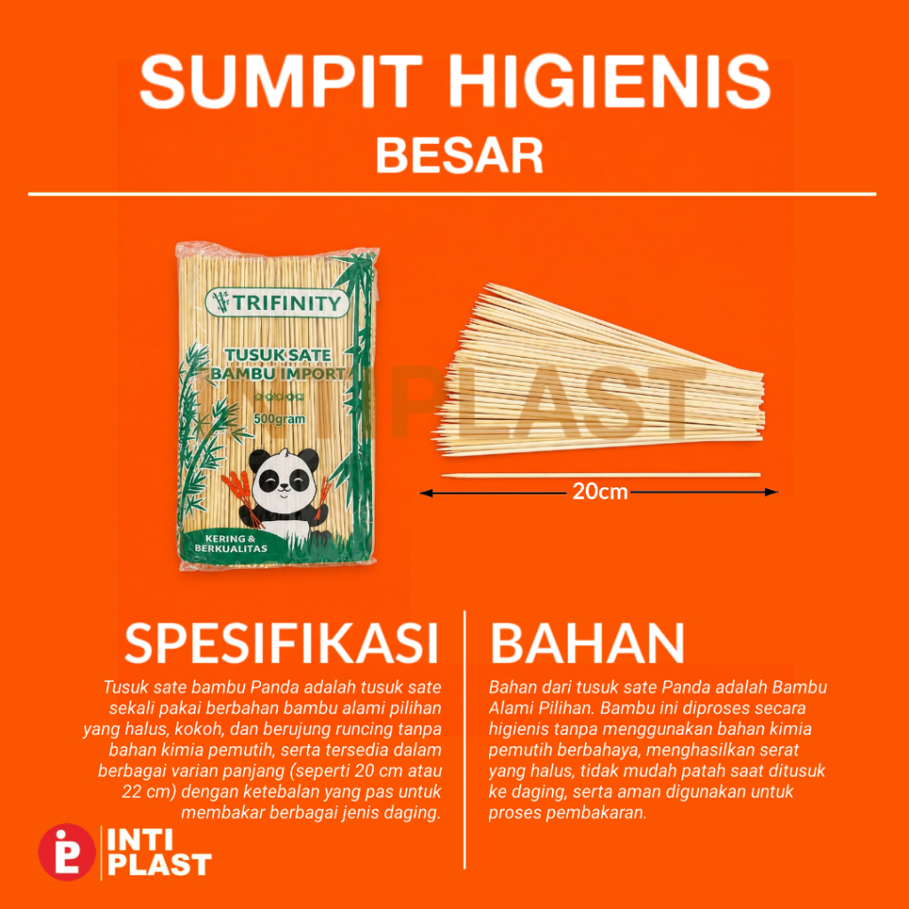 Tusuk sate bambu panda FOOD GRADE tusuk sate panjang