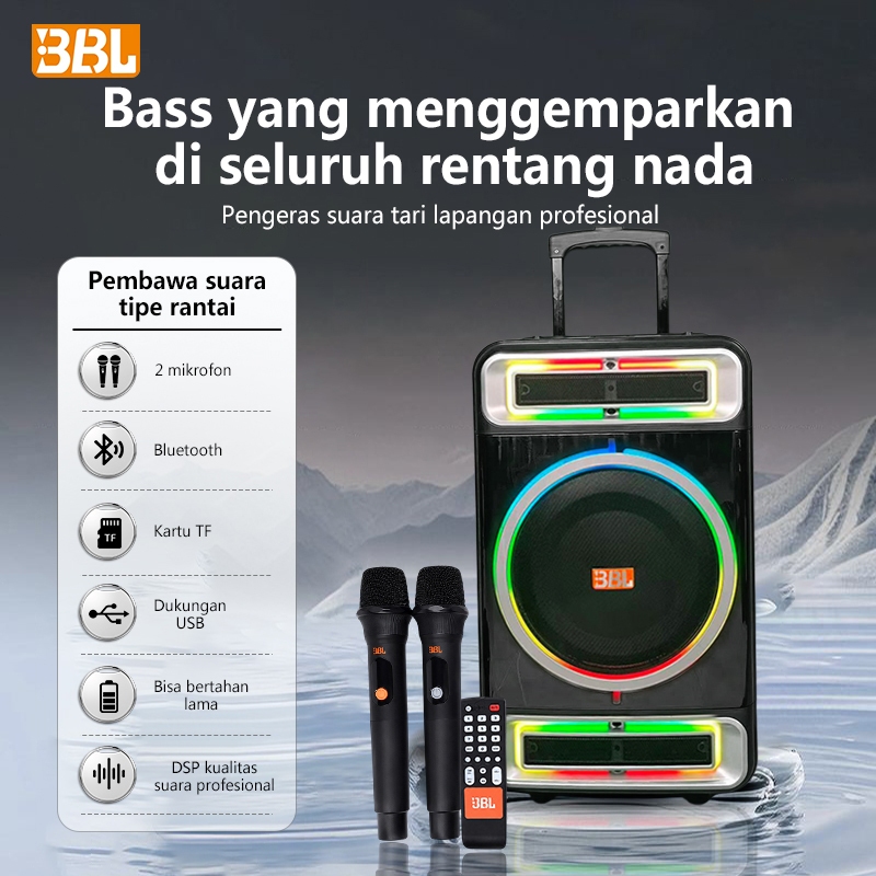 Kirim di hari yang sama BBL-123 Speaker Karaoke Bluetooth Portable 15 Inch Bass Besar RGB LED | Soun