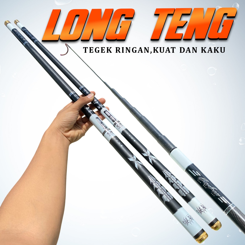 Joran Tegek LONG TENG Bahan Carbon Import Action Kaku Harga Murah Ros Panjang