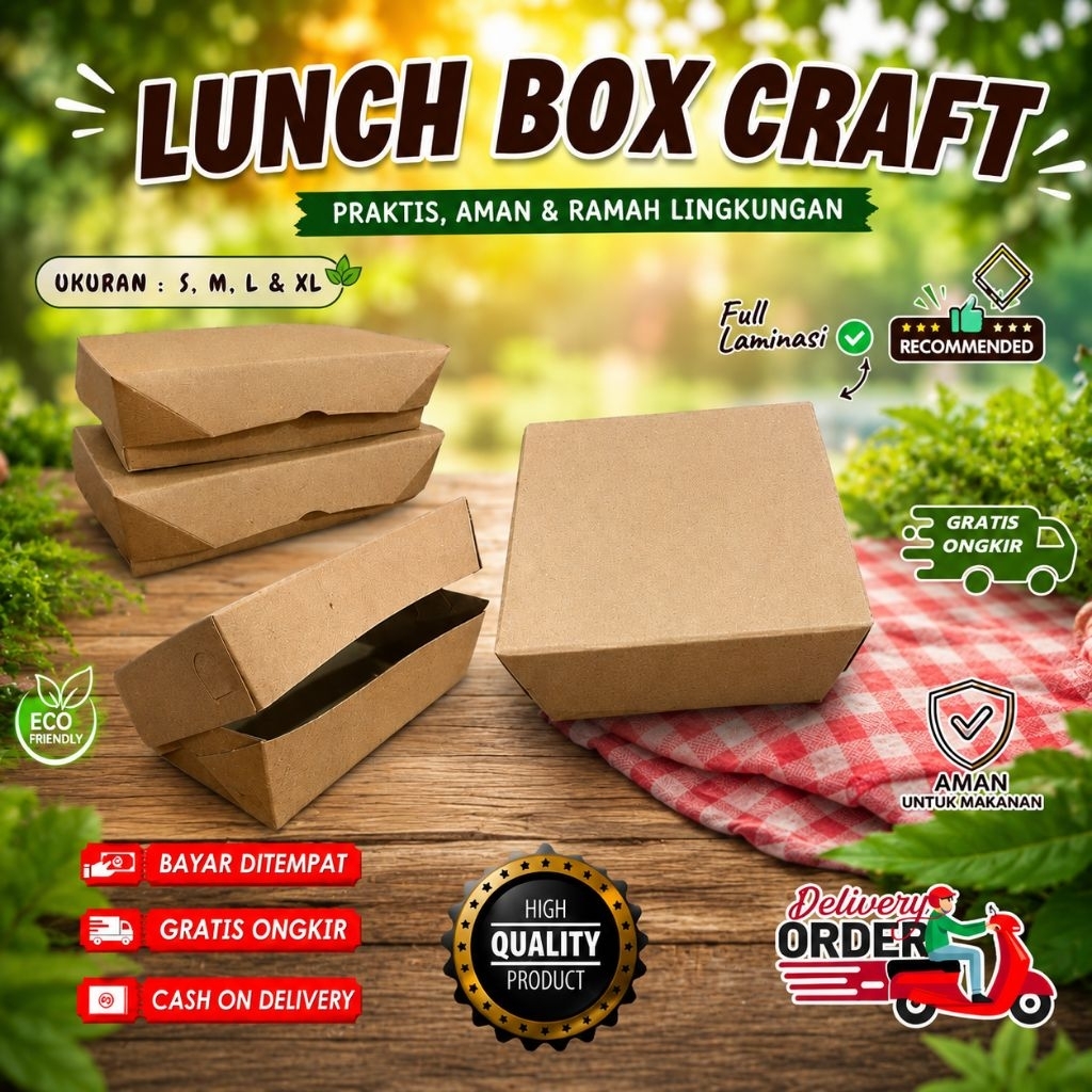 DUS LUNCH BOX CRAFT LPT  POLOS UK. S (Laminasi) / M (LAMINASI ) / L ( LAMINASI ) / XL LAMINASI DINE 