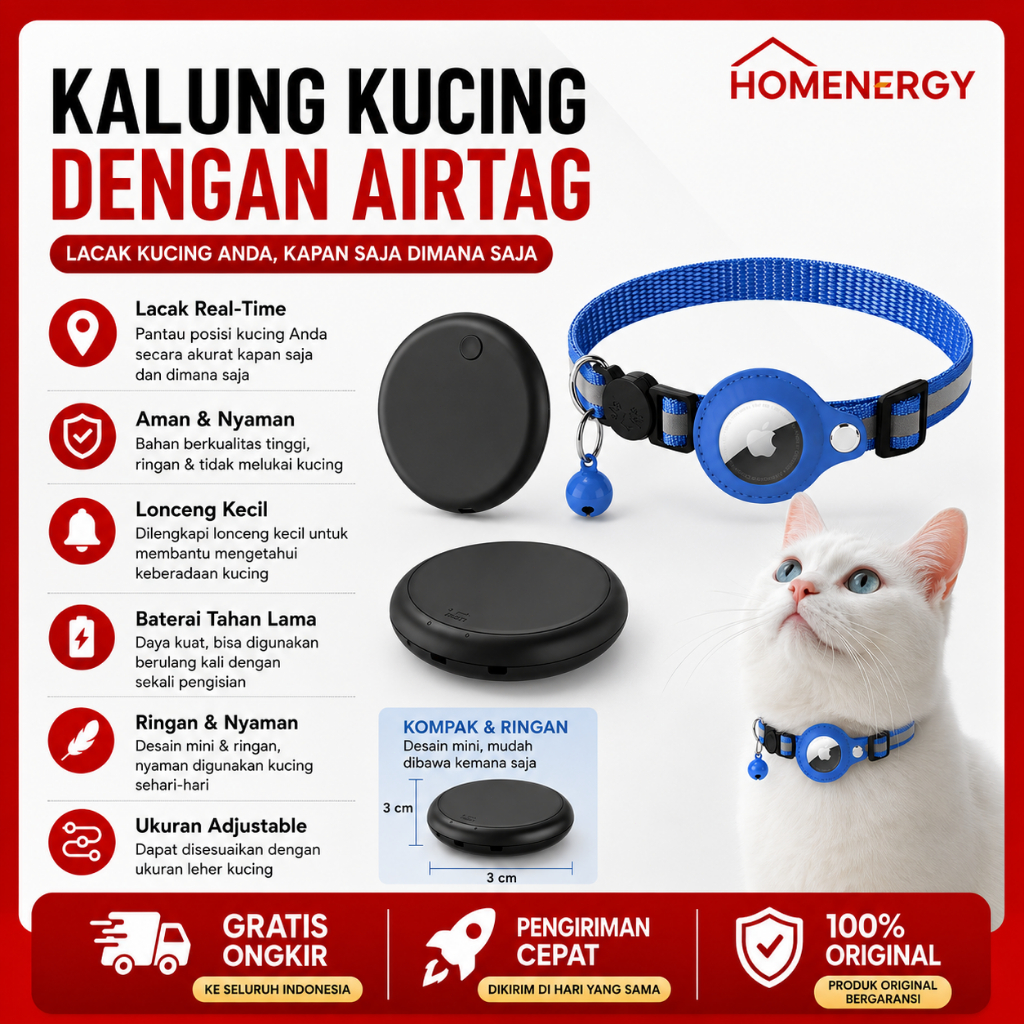 Kalung Kucing GPS Tracker Anti Hilang Pelacak Kucing Anjing Mini Waterproof Real Time