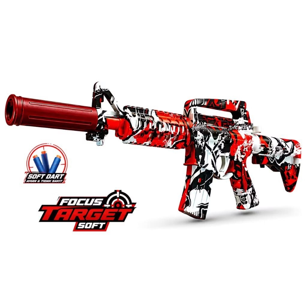 Mainan Anak FOCUS TARGET M4A1 NO.B2-4 Mainan Tembakan Anak Soft Bullet Strike Outdoor Seru