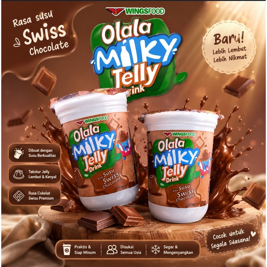 Olala Milky Jelly Drink Rasa Susu Swiss Chocolate Kemasan 220 ml Murah & Hemat