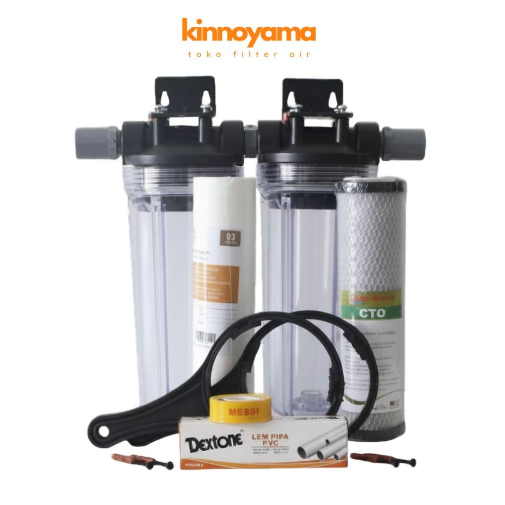 Paket Housing Filter Air Toren 2 Tahap 10 Inci / Penjernih Air Sumur Bor Kotor & Keruh / Water Filte