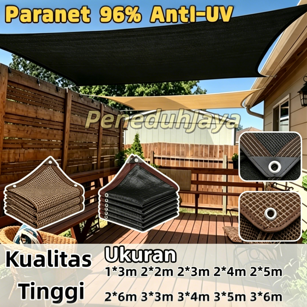 PeneduhJaya Paranet 96% Anti UV Jaring Peneduh Nylon Anti Panas Enkripsi 12-Pin Kualitas Tinggi Taha