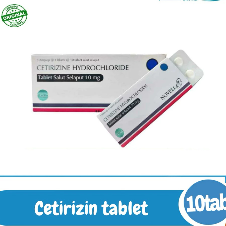 cetirizine novell Box 10mg 5 strip 50 tablet merek novel