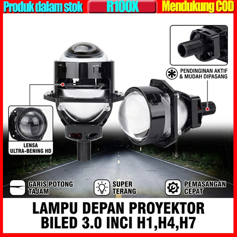 2PCS Biled Projector Lens Halo Lights 3.0 Inch Projector LED Blue Lens Projie Lensa Lampu Depan