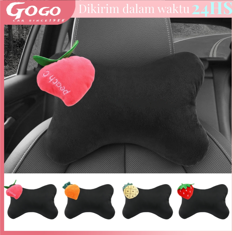 Bantal Leher Mobil Pola Buah Kartun Bantal Leher Mobil Lucu Aksesoris Interior Mobil Lucu