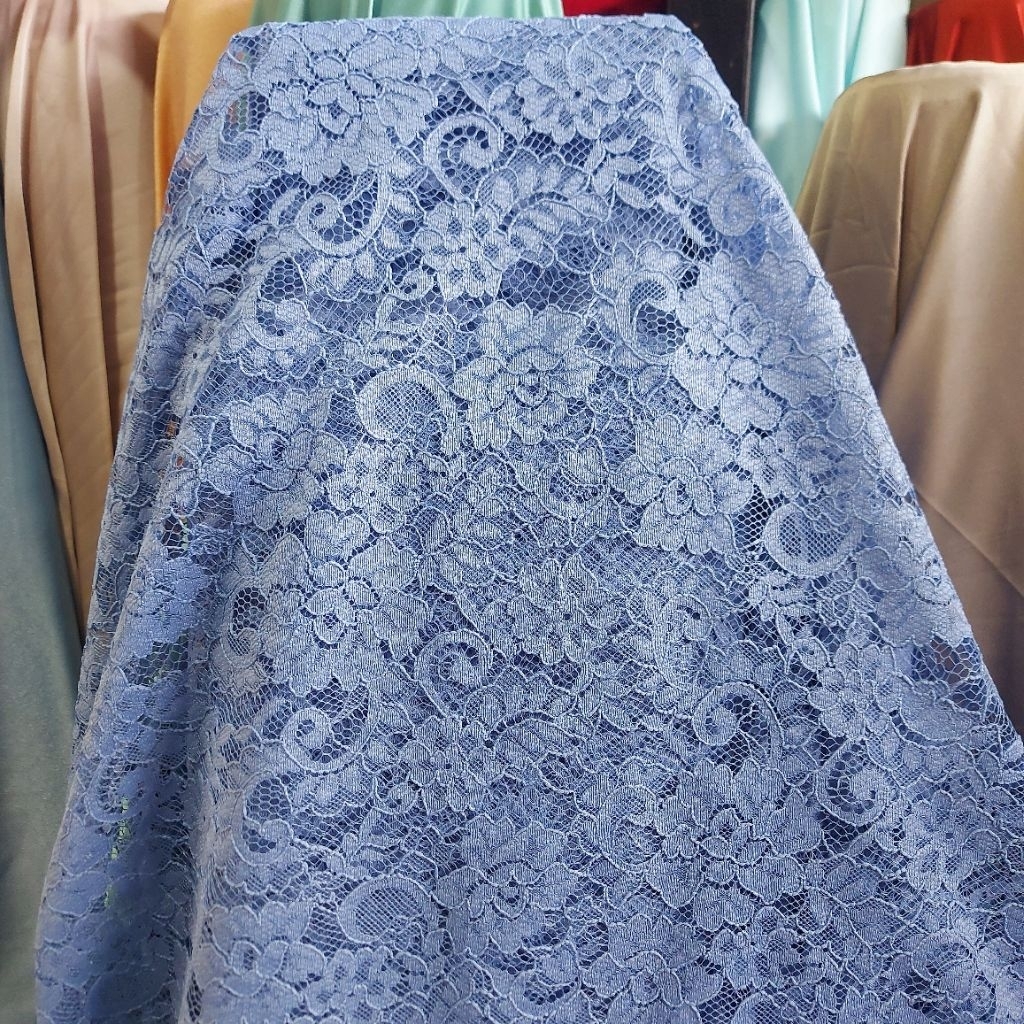 kain brokat premium  - kain brokat meteran  - kain brokat motif elegan ( denim ) zr