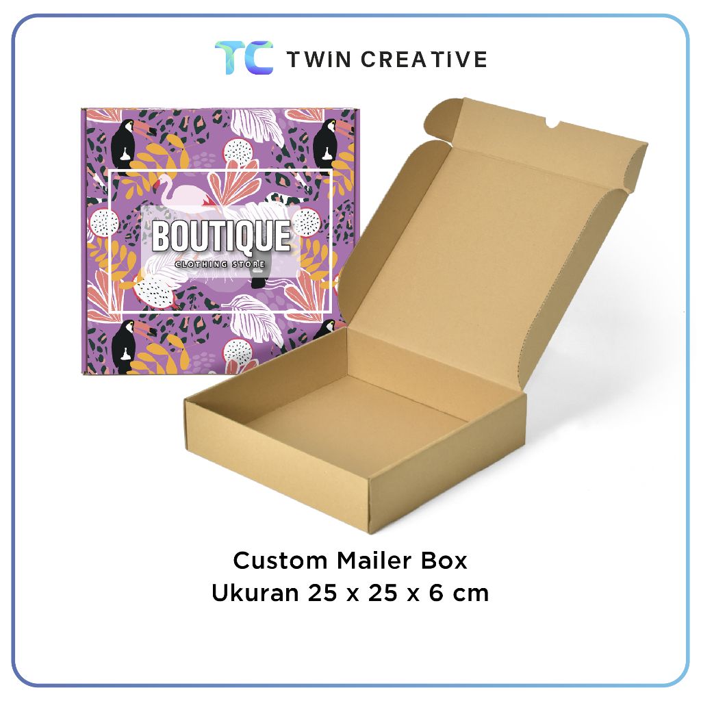 Custom Box Kardus / Kotak Packing Baju / Hampers Box - Mailer Box Full Print Uk 25x25x6 cm