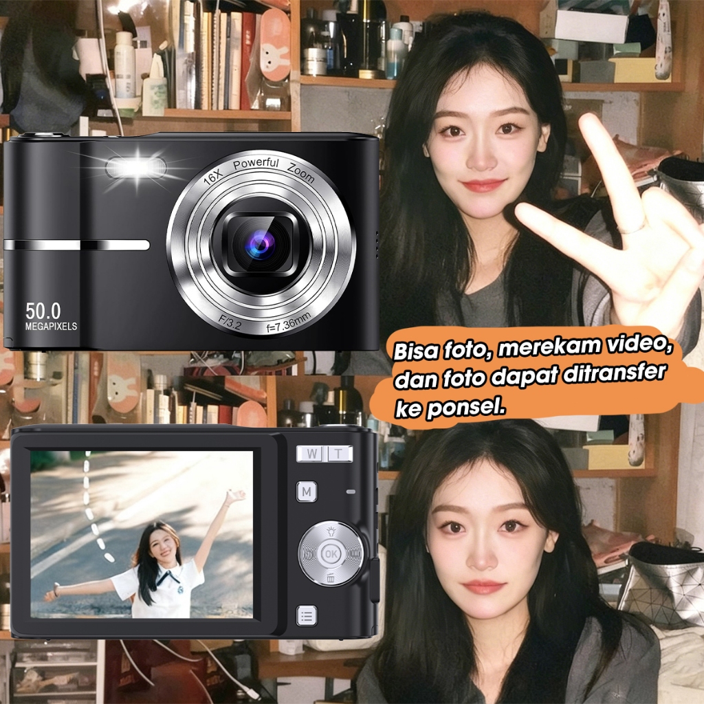 T-JERZEN M03 Kamera Digital Mini Filter Dan Kamera vlog Kamera Foto Mini Prakti Rekam Momen Berharga