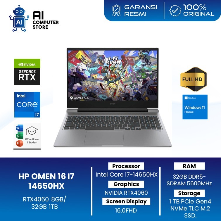 HP OMEN 16 i7 14650HX RTX4060 8GB/ 32GB 1TB W11 16.1" FHD IPS 144HZ - 32GB/1TB, LAPTOP