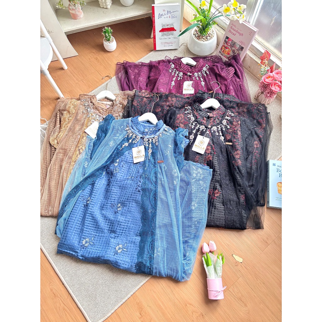 Camalla—Madamemalla Adhiba PO 228 Gamis Wanita Brukat Tille Payet Fashion Muslim