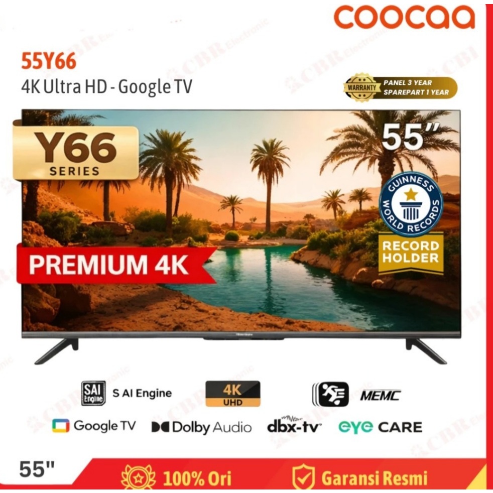 TV COOCAA 55 Inch LED 55Y66 (4K LED – Google TV) BATAM