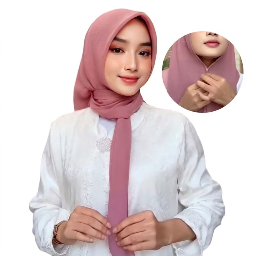 Hijab Segiempat Instan Magnetic / Hijab Magnet Anti Ribet / Hijab Sekolah Segi Empat Instan