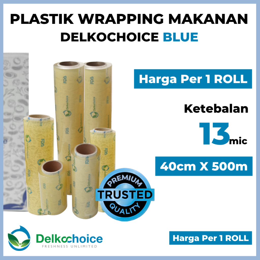 DELKOCHOICE CLING WRAP / PLASTIK PEMBUNGKUS MAKANAN / FOOD WRAPPING / DELKO BLUE 40 CM