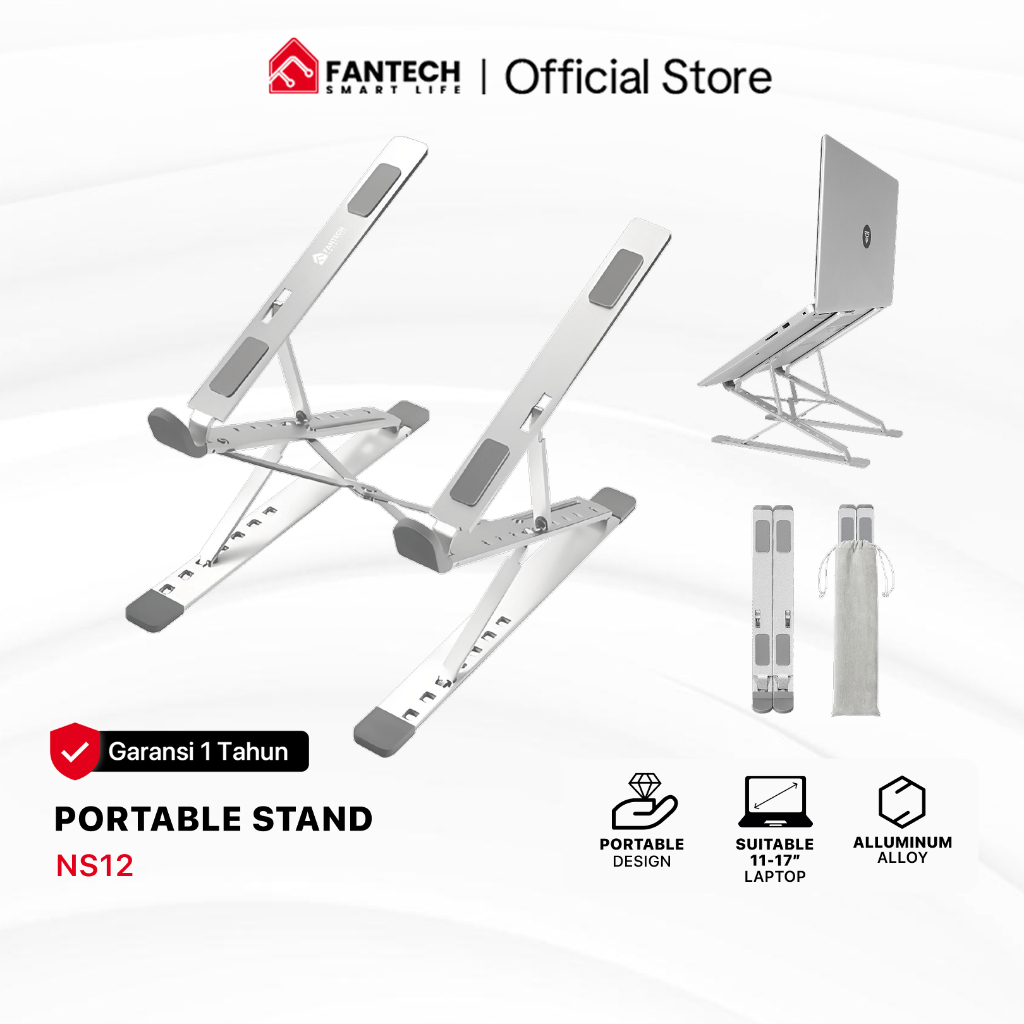 Fantech Notebook Stand NS12 - Portable Laptop Holder, Aluminum Alloy, 16-Level Height Adjustable Tek
