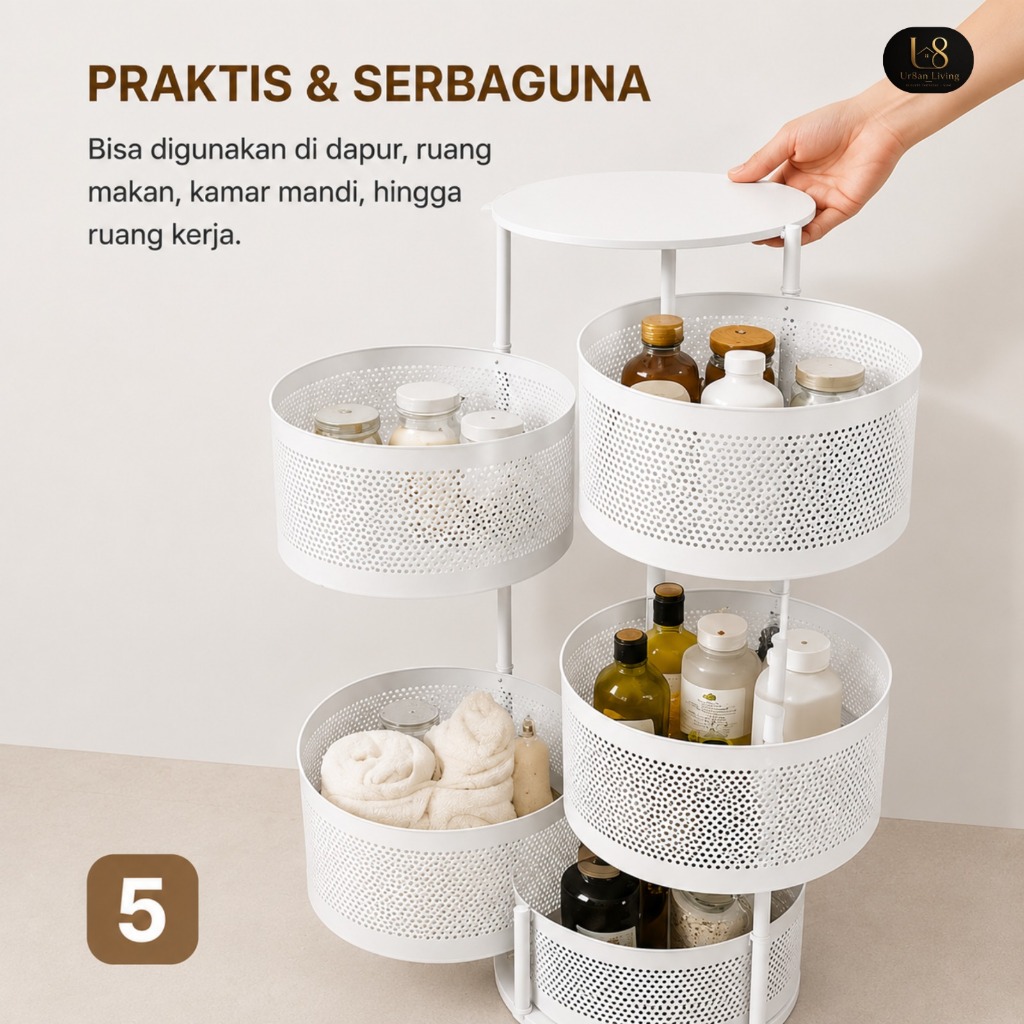 Rak Troli Susun Putar Besi Multifungsi Organizer Modern