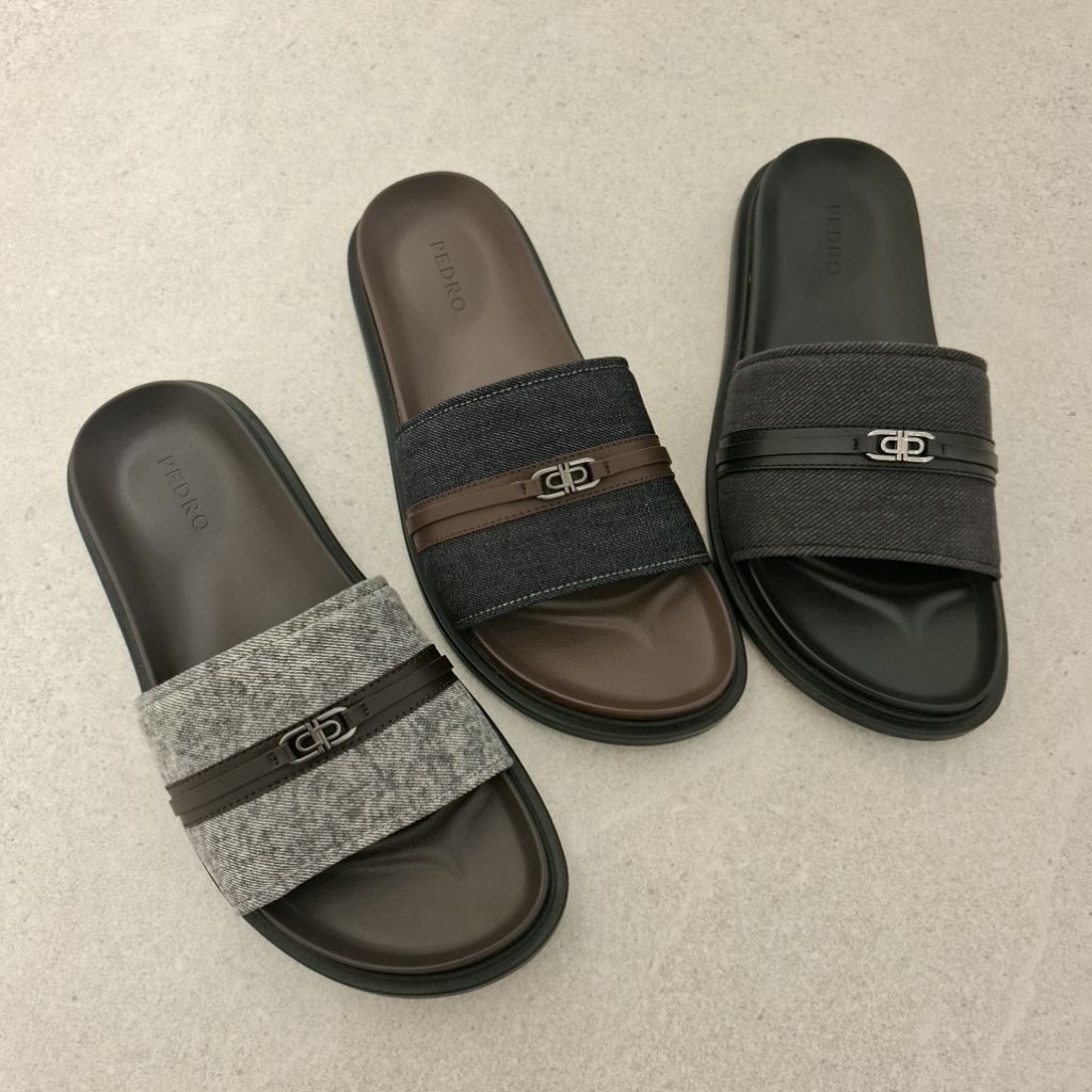 Pedro Men's Slider Sandal Kanvas - Sendal Selop Pria Kasual Simple & elegan Untuk Daily